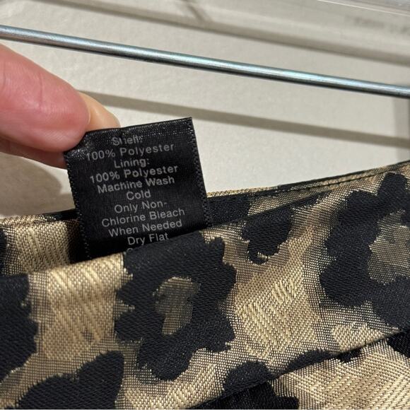 Ann Taylor Maven Jacquard Leopard Pencil Skirt Black Gold Size 8P - Picture 7 of 7